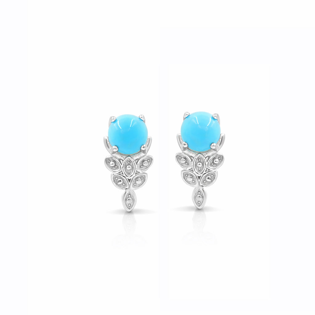 Turquoise Round Cabochon Designer Stud Earrings