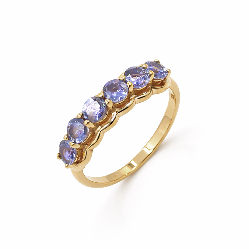Tanzanite Six Stone Band Ring in 925 Silver