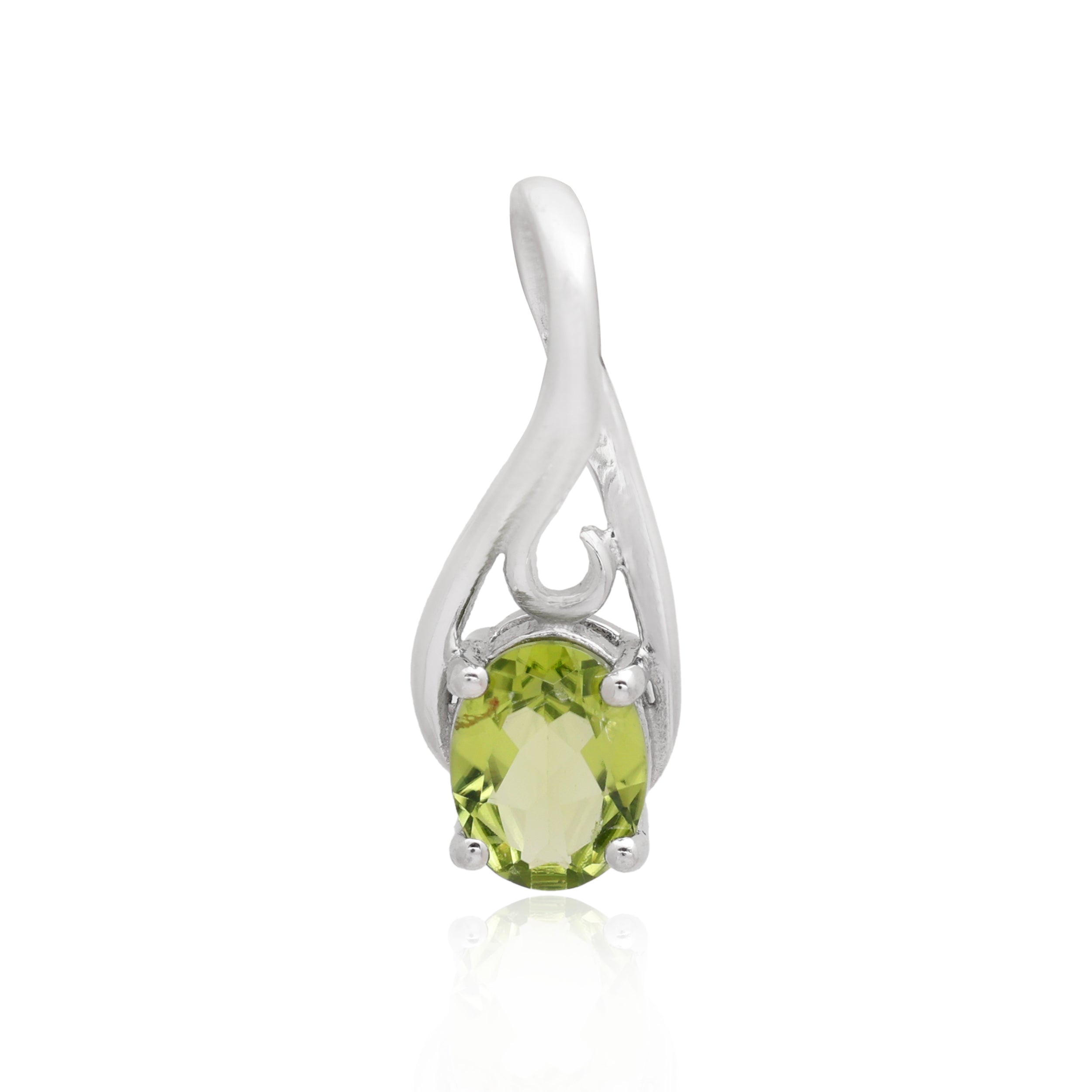 Peridot Oval Pendant with Prong Setting