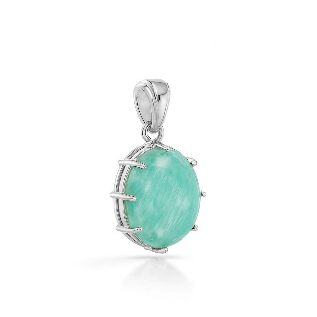 Amazonite Oval Pendant with Prong Setting