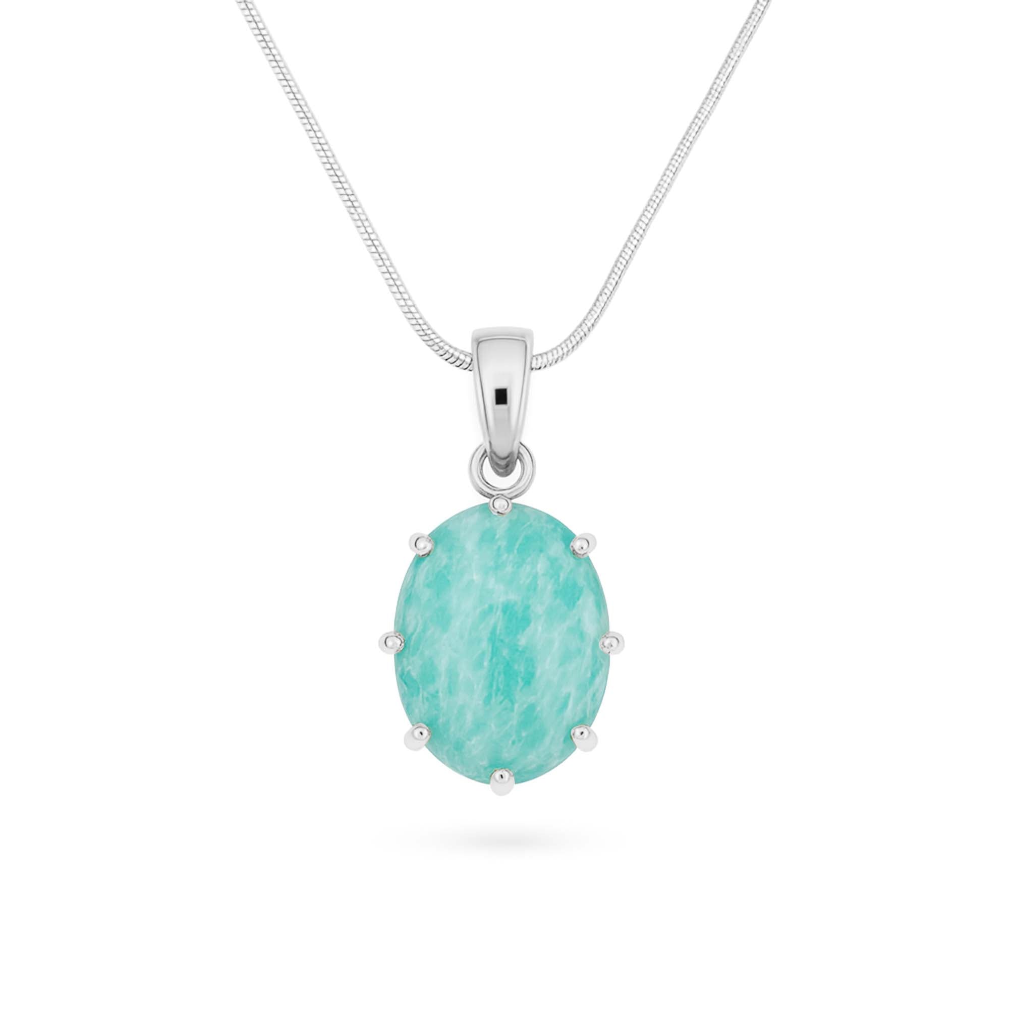 Amazonite Oval Pendant with Prong Setting