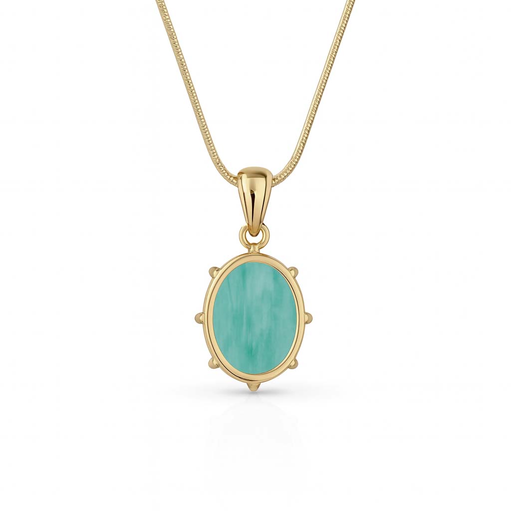 Amazonite Oval Pendant with Prong Setting