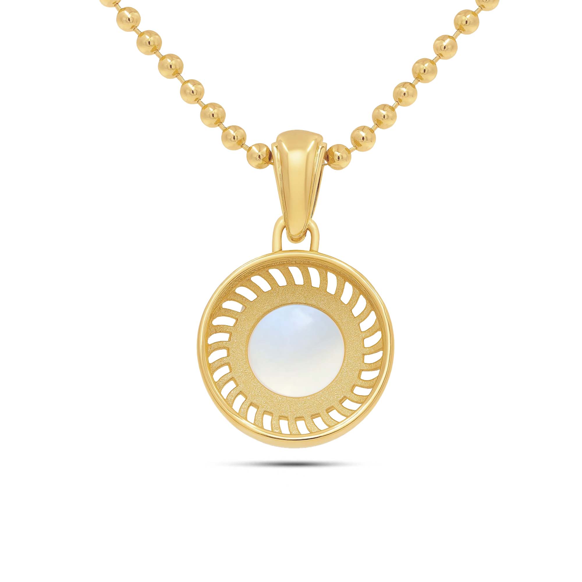 African moonstone Round Pendant with Prong Setting
