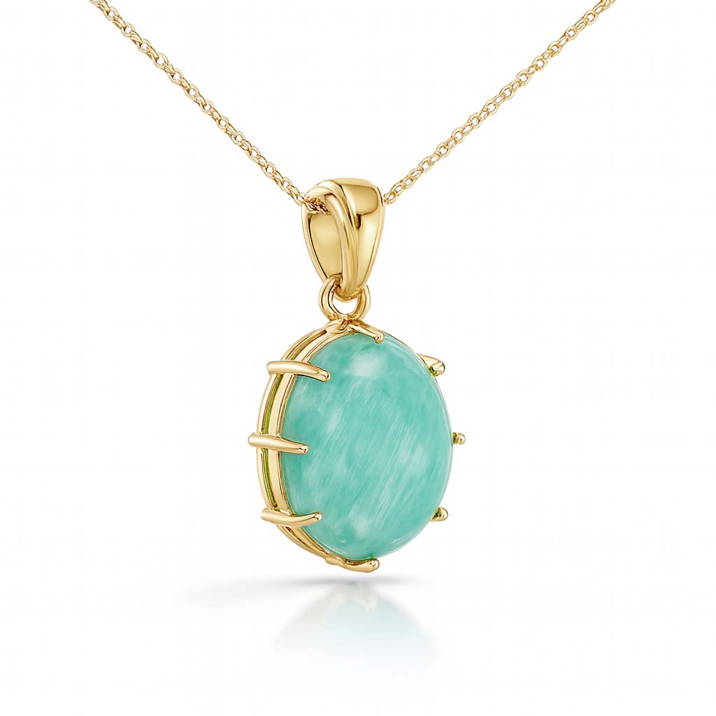 Amazonite Oval Pendant with Prong Setting
