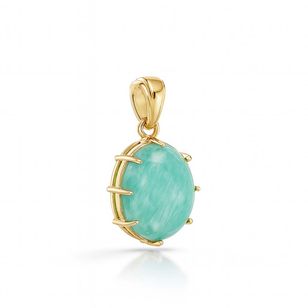 Amazonite Oval Pendant with Prong Setting