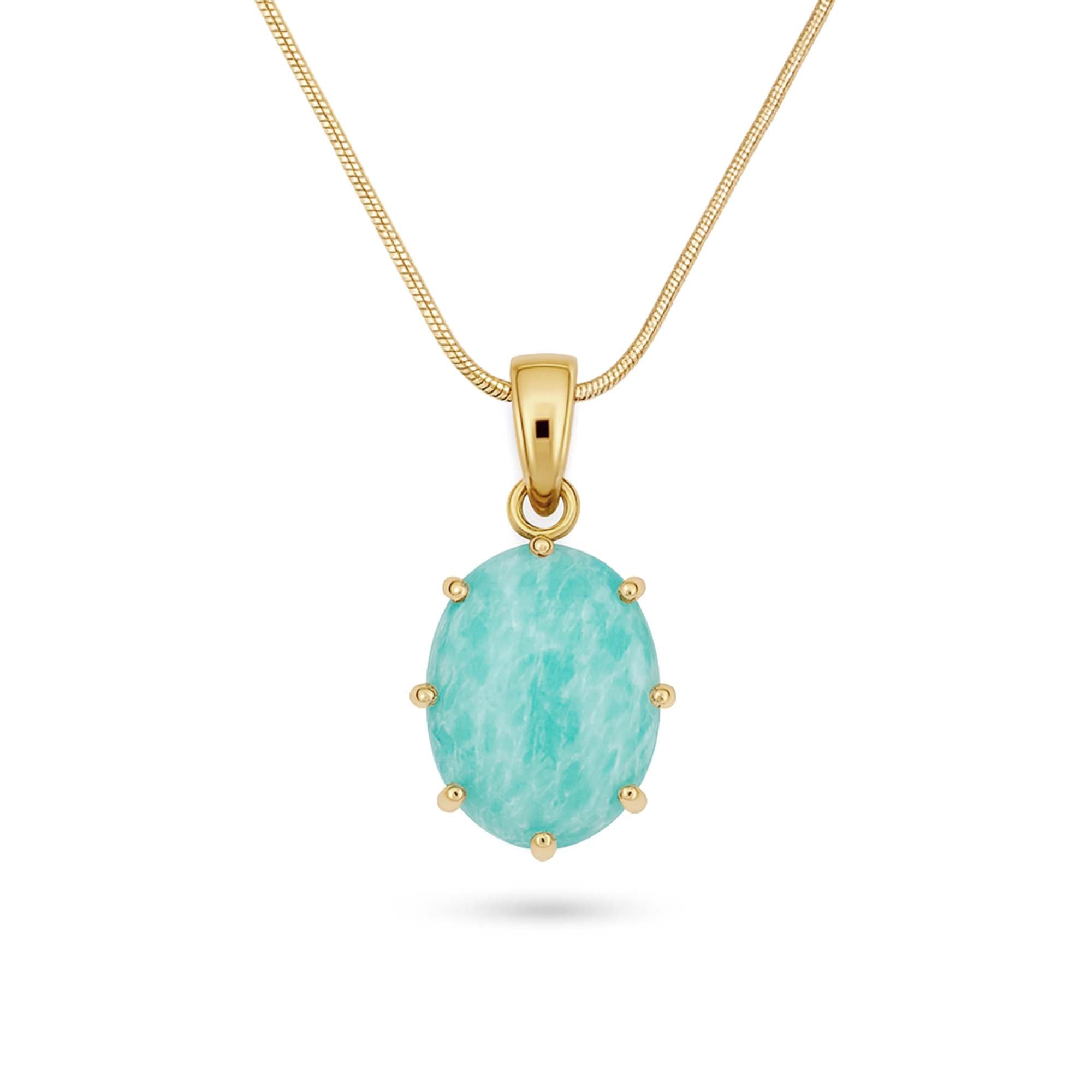 Amazonite Oval Pendant with Prong Setting