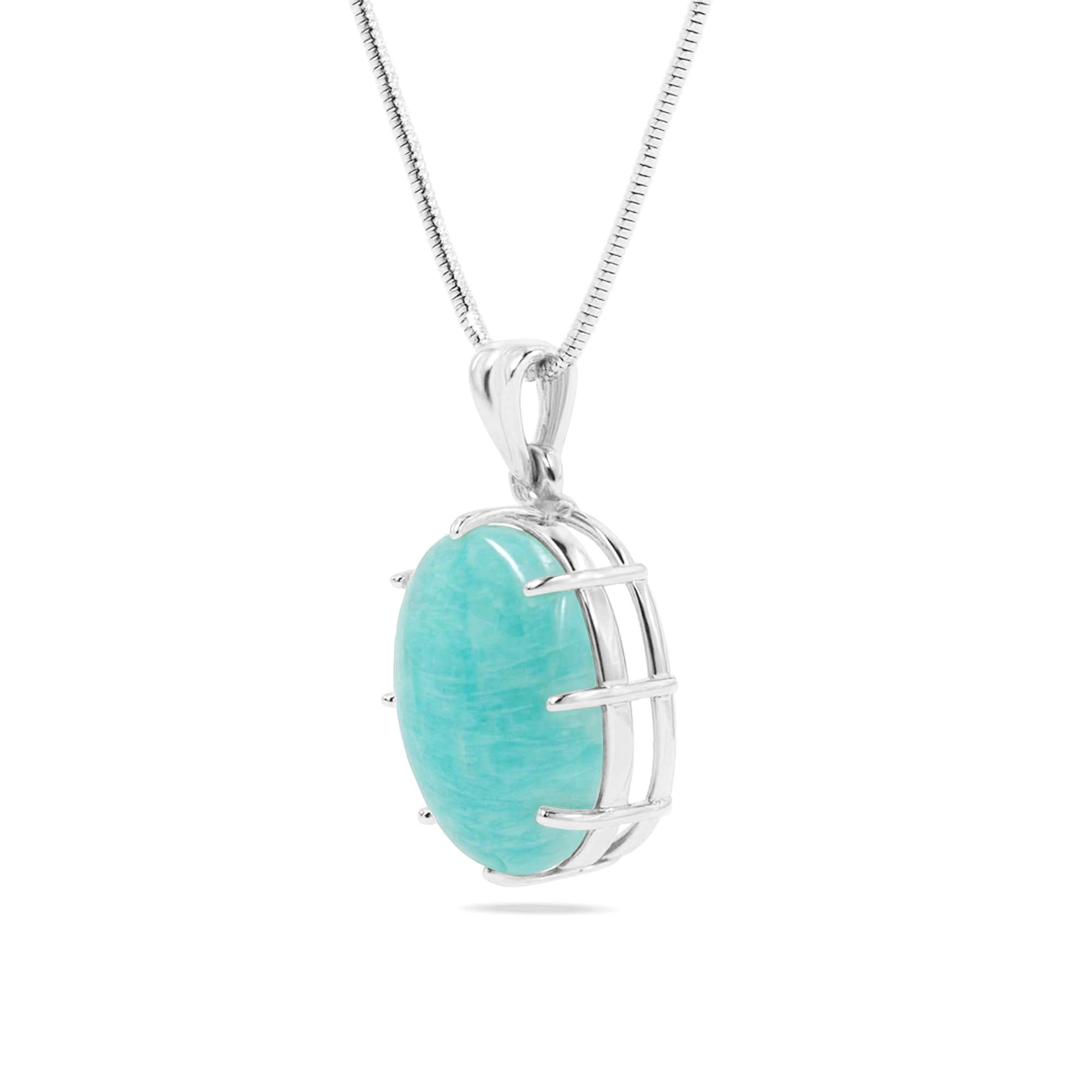 Amazonite Oval Pendant with Prong Setting