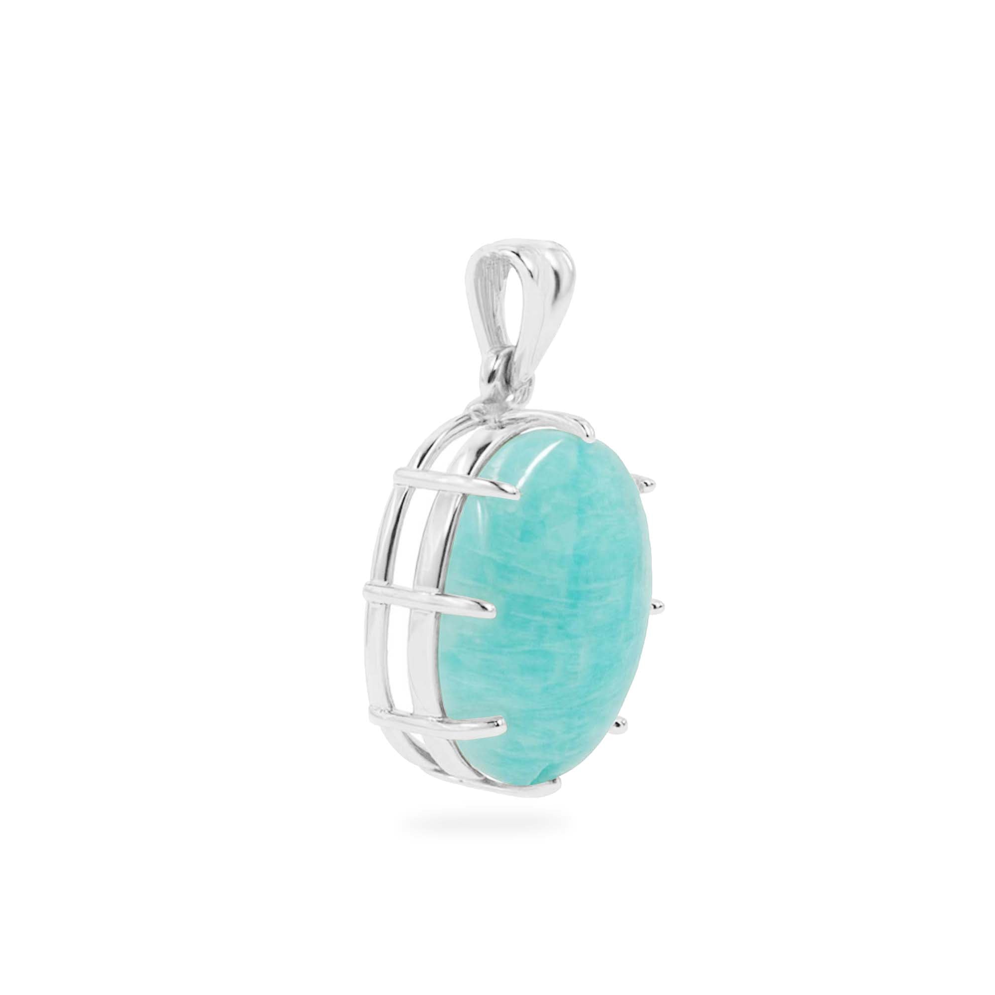 Amazonite Oval Pendant with Prong Setting