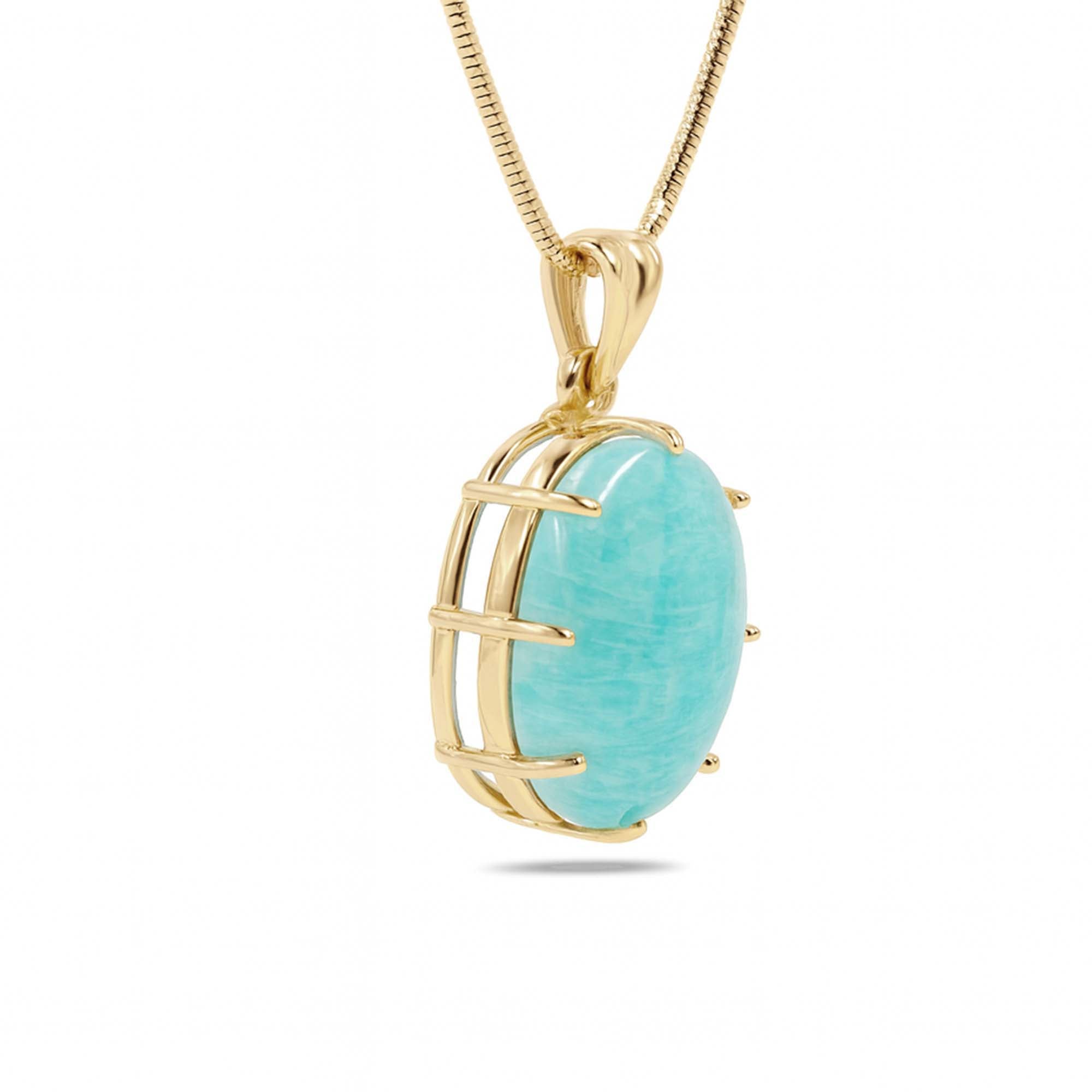 Amazonite Oval Pendant with Prong Setting