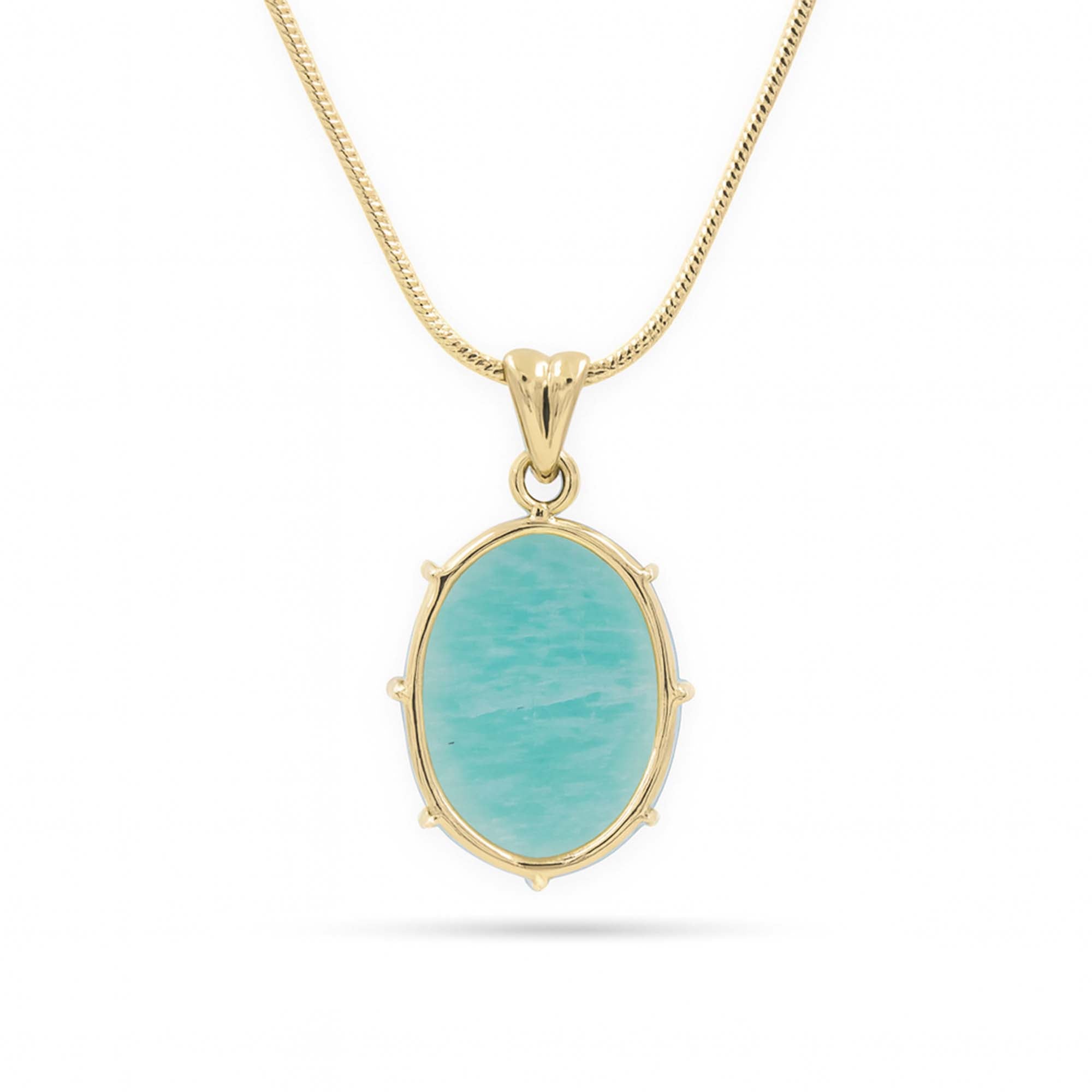 Amazonite Oval Pendant with Prong Setting