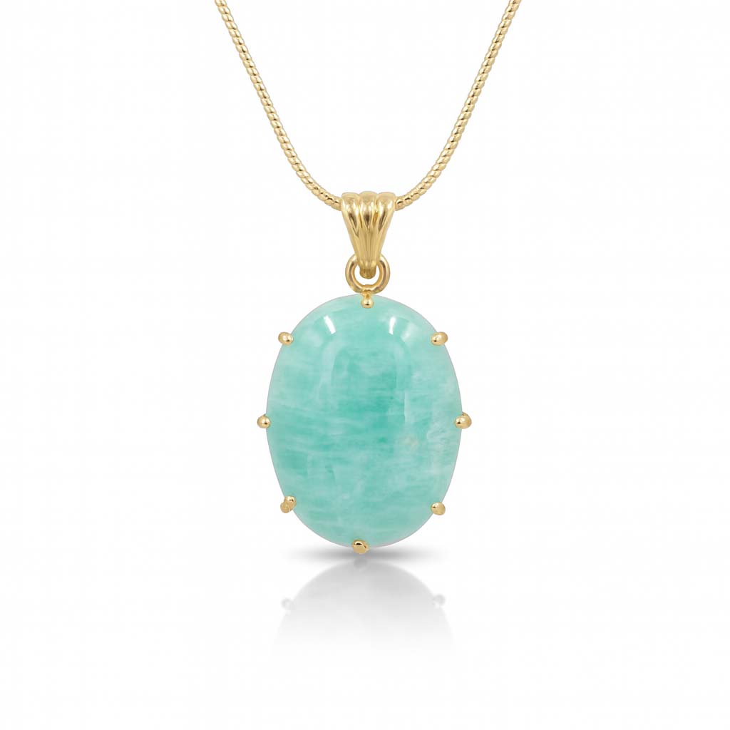 Amazonite Oval Pendant with Prong Setting