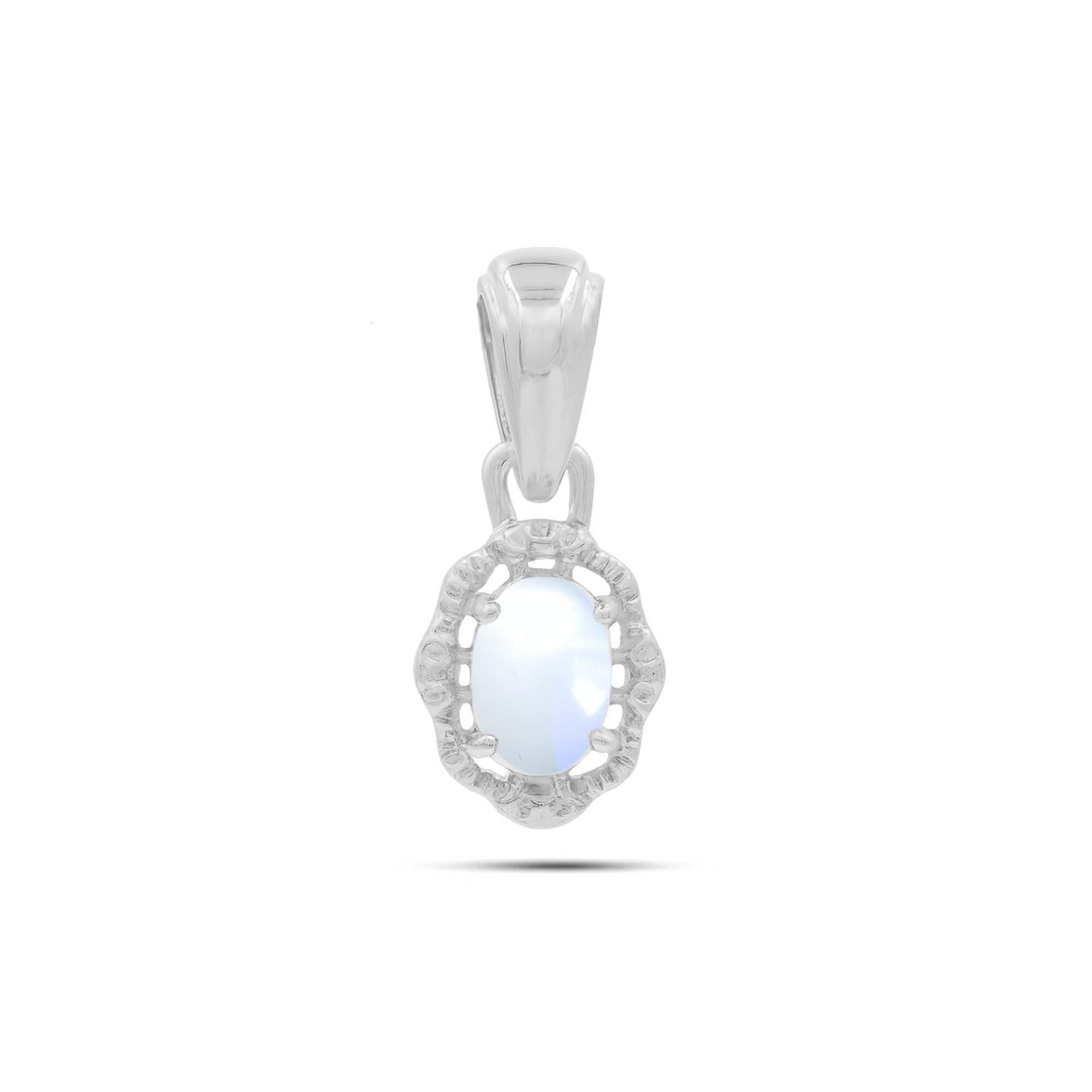 African moonstone Oval Pendant with Prong Setting