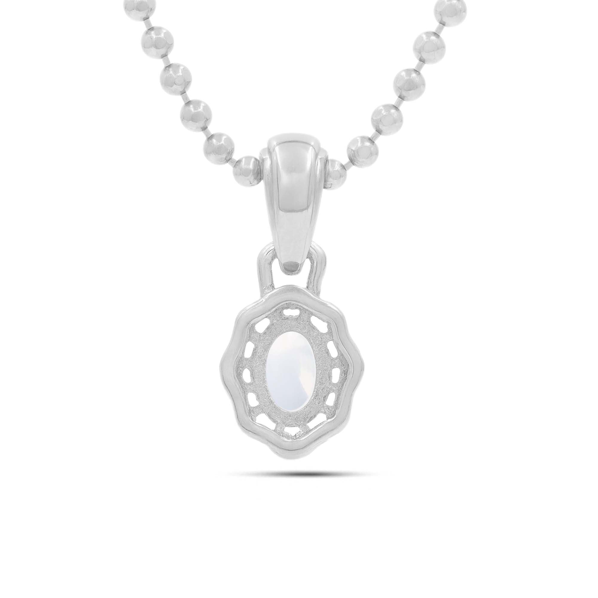 African moonstone Oval Pendant with Prong Setting