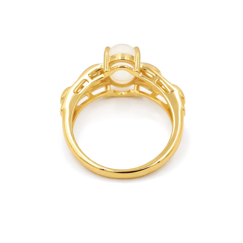 African Moonstone Oval Cabochon Designer Ring in 925 Sterling Silver Unique Engraved Band