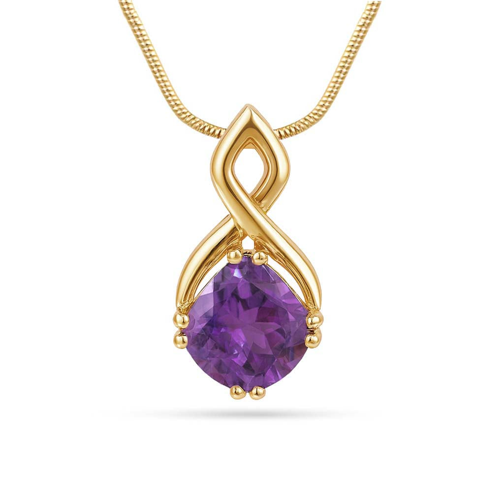 Amethyst cushion Pendant with Prong Setting