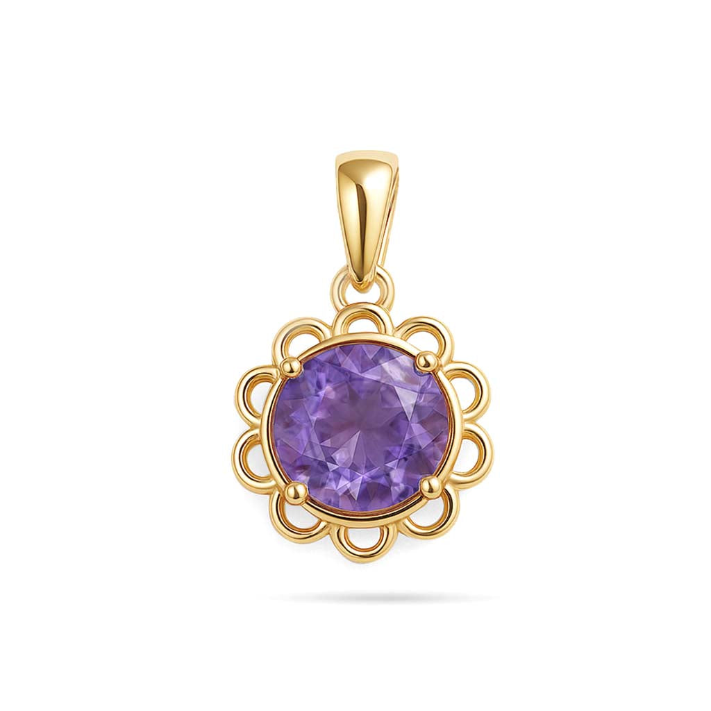 Amethyst Round Pendant with Prong Setting