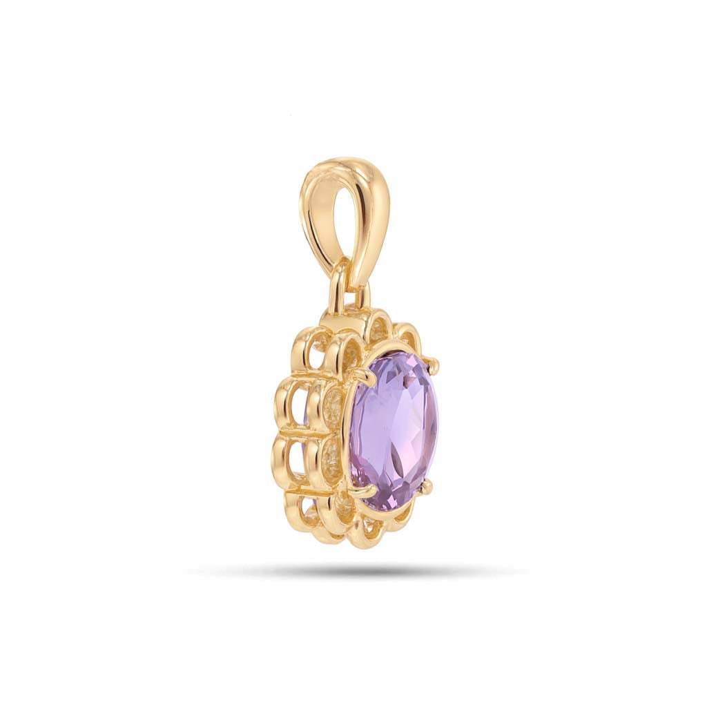 Amethyst Round Pendant with Prong Setting