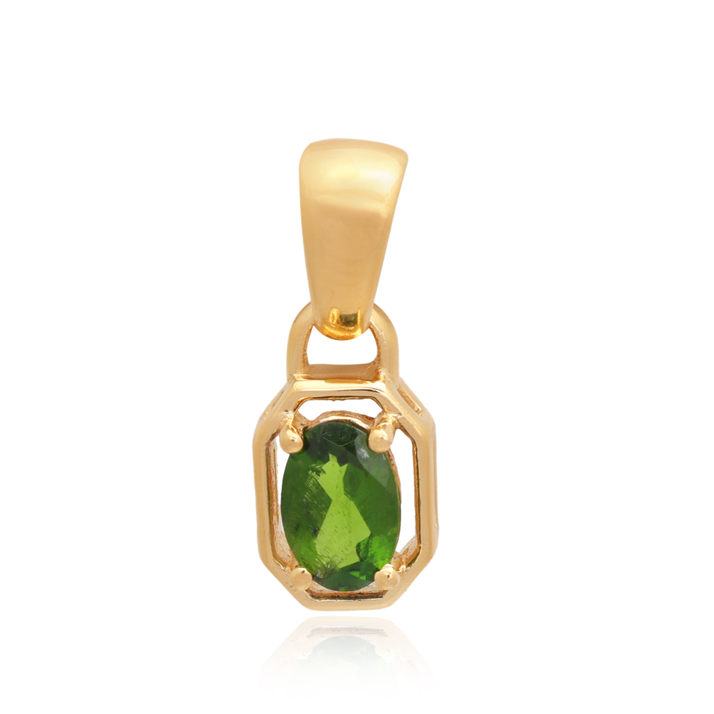 Chrome Diopside Oval Pendant with Prong Setting