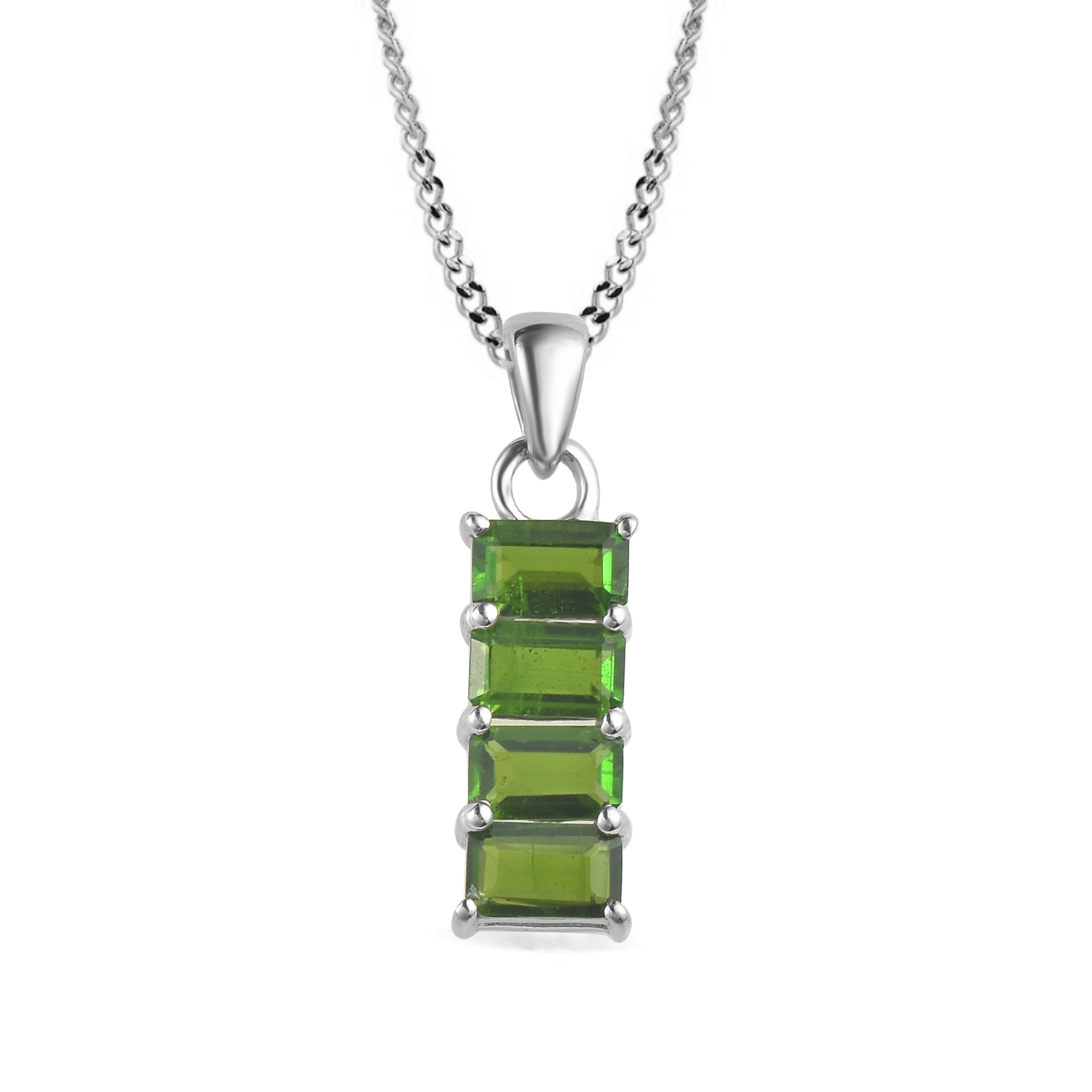 Chrome Diopside Octagon Pendant with Prong Setting