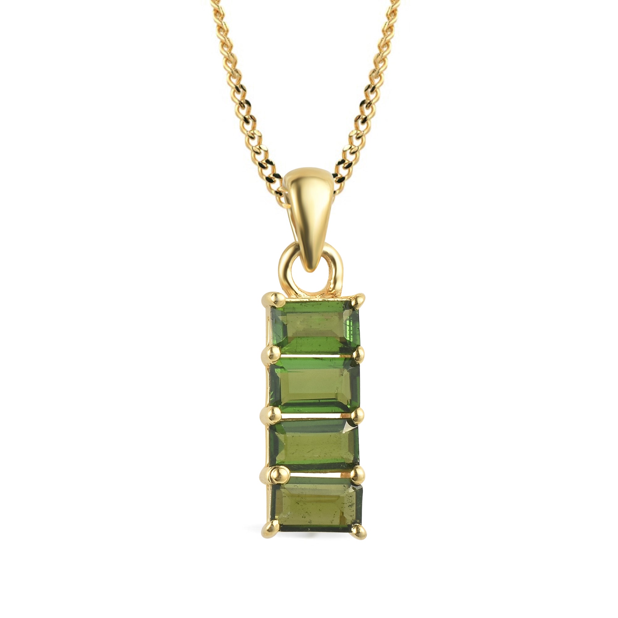 Chrome Diopside Octagon Pendant with Prong Setting