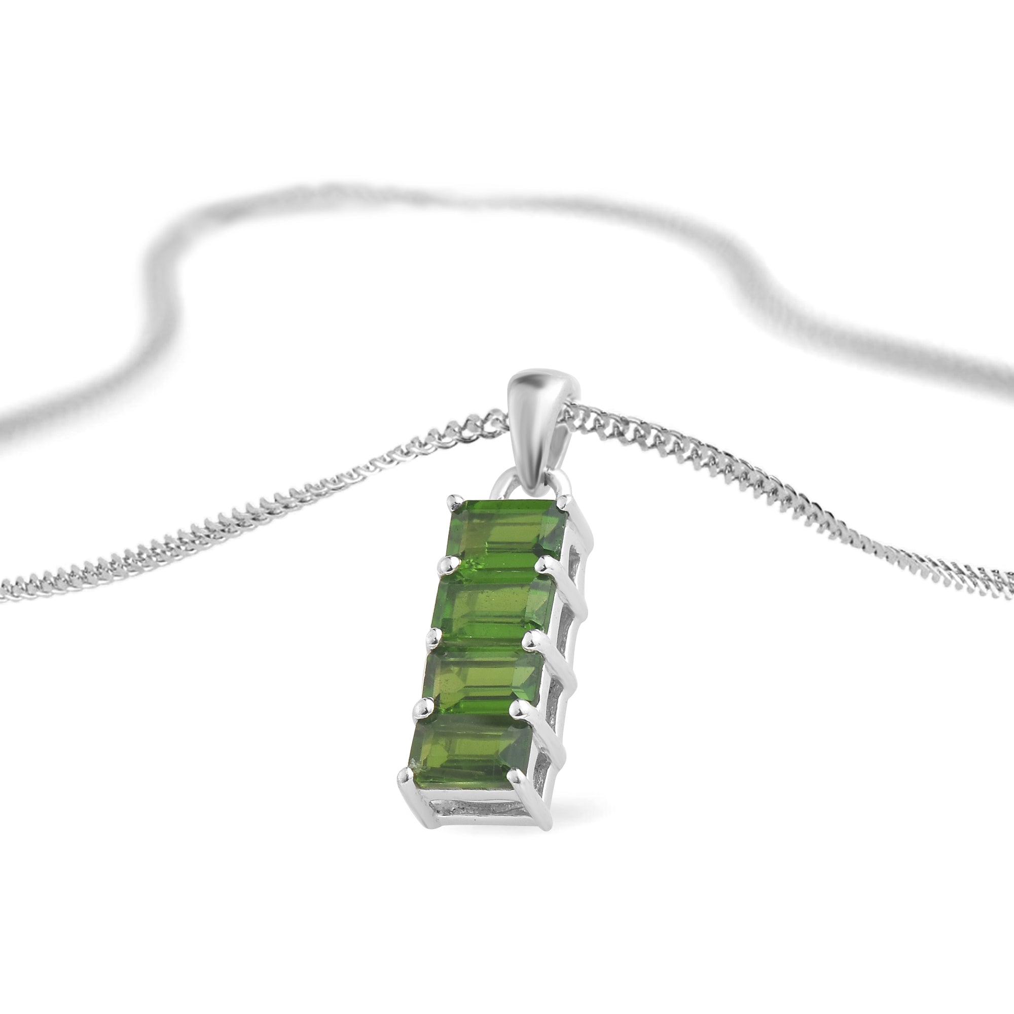 Chrome Diopside Octagon Pendant with Prong Setting