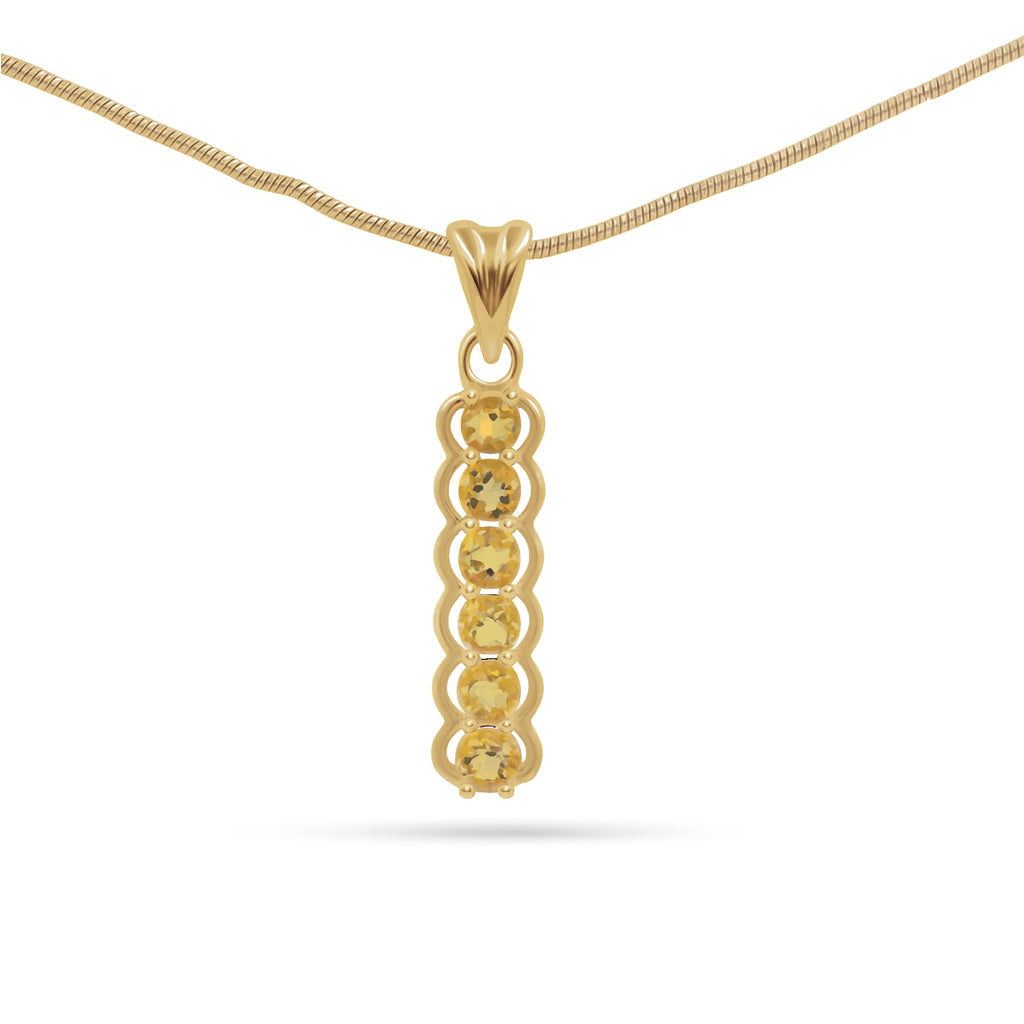 Citrine Round Pendant with Prong Setting