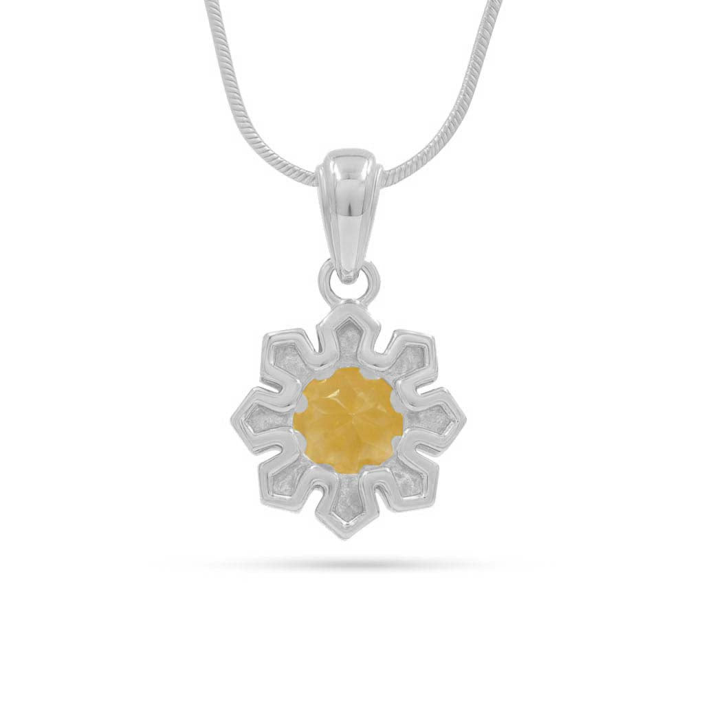 Citrine Round Pendant with Prong Setting