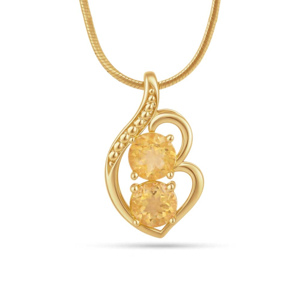 Citrine Round Pendant with Prong Setting