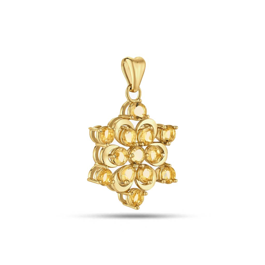 Citrine Round Pendant with Prong Setting