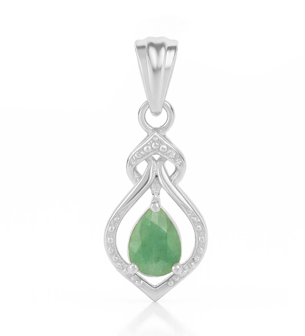Emerald Pear Pendant with Prong Setting