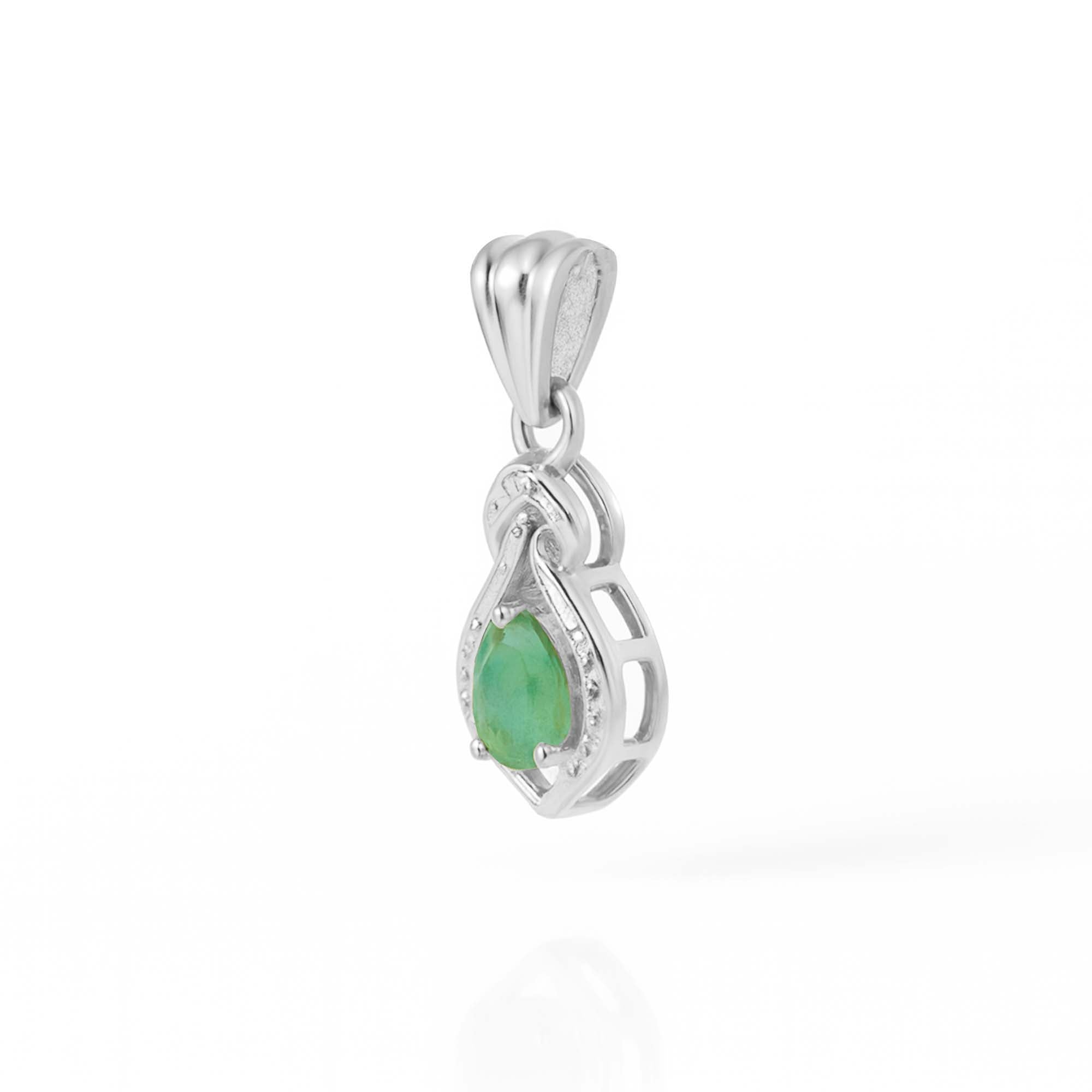 Emerald Pear Pendant with Prong Setting