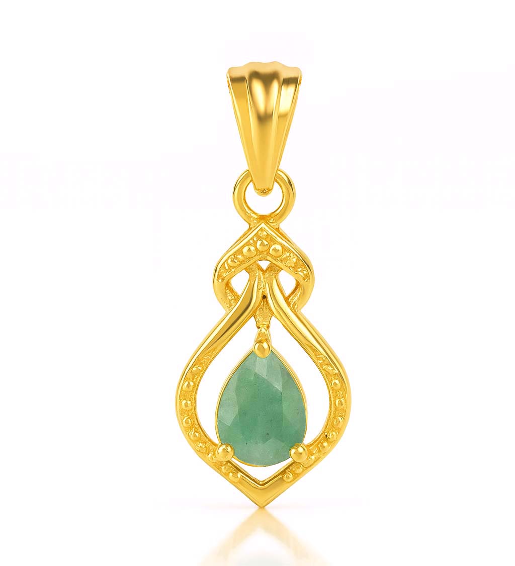 Emerald Pear Pendant with Prong Setting