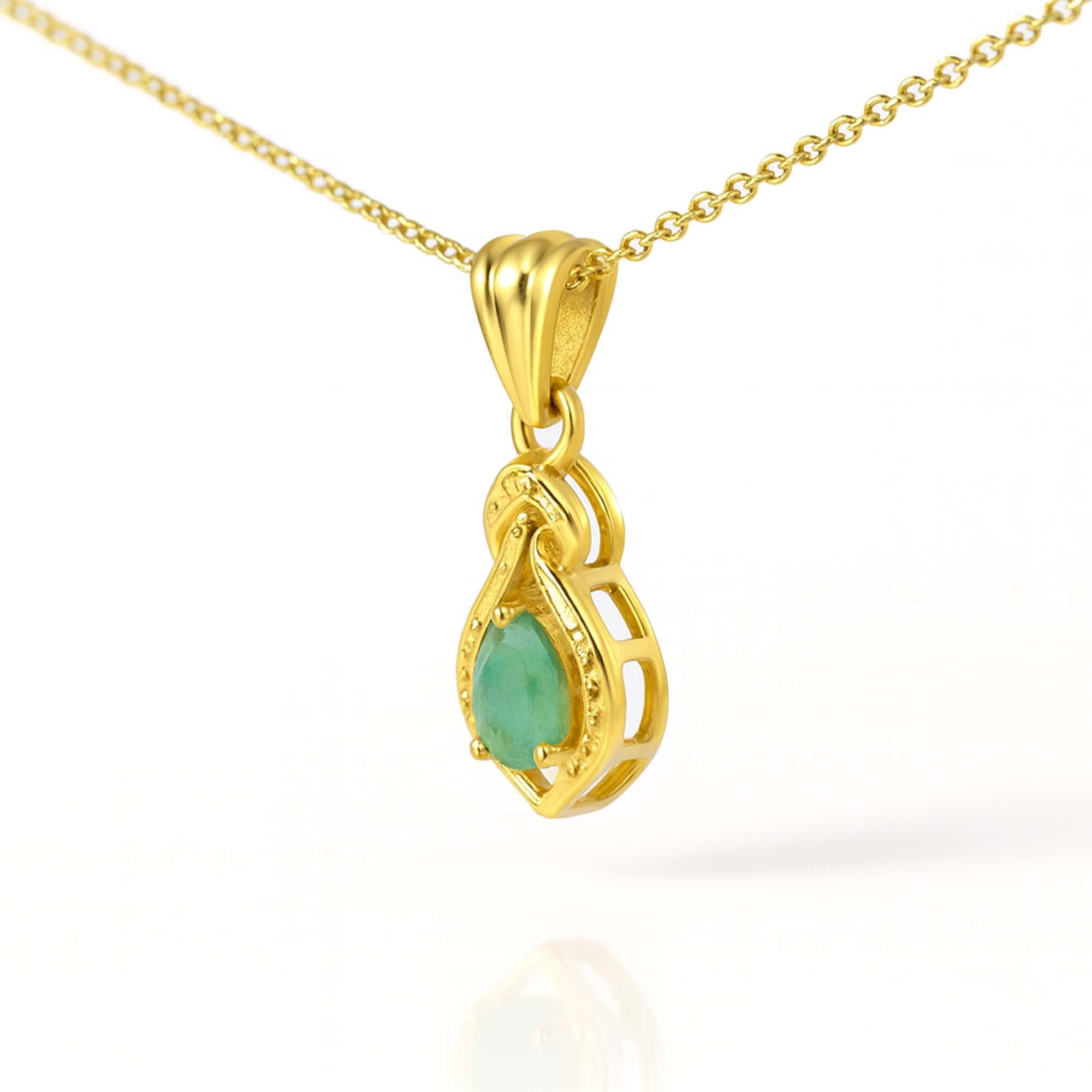 Emerald Pear Pendant with Prong Setting