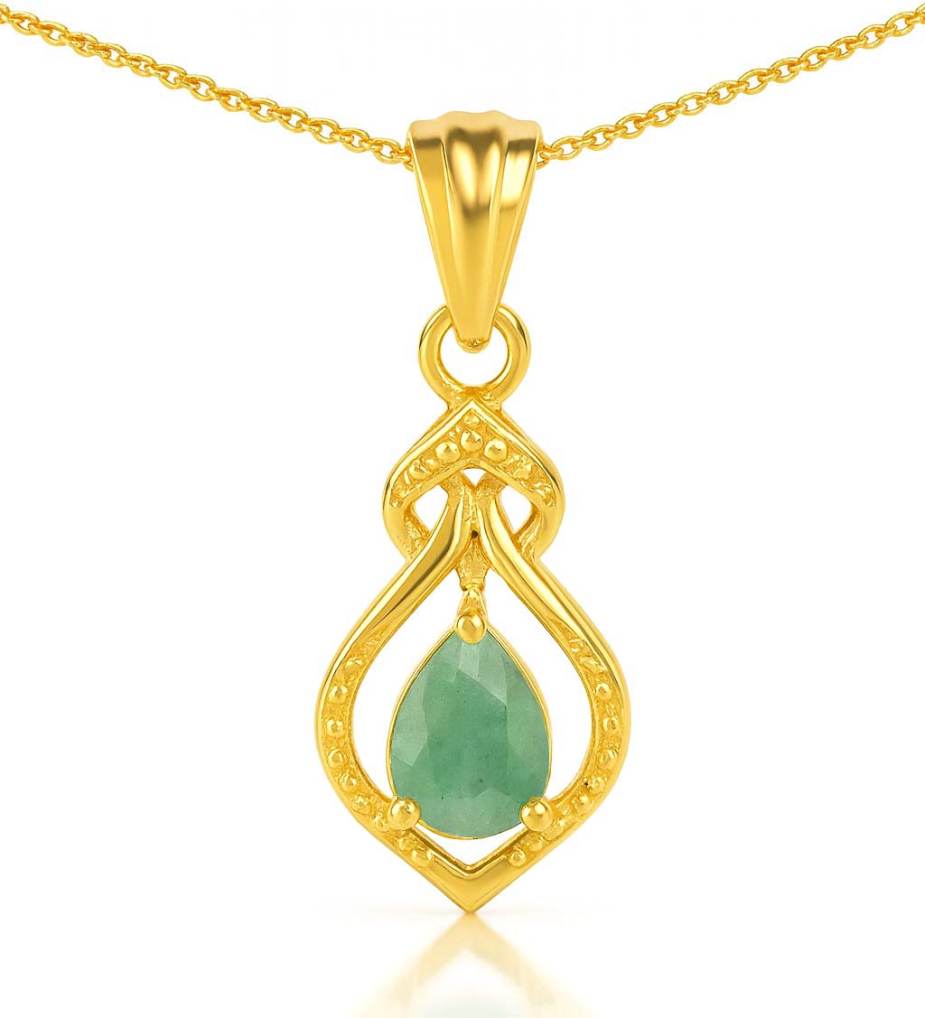 Emerald Pear Pendant with Prong Setting