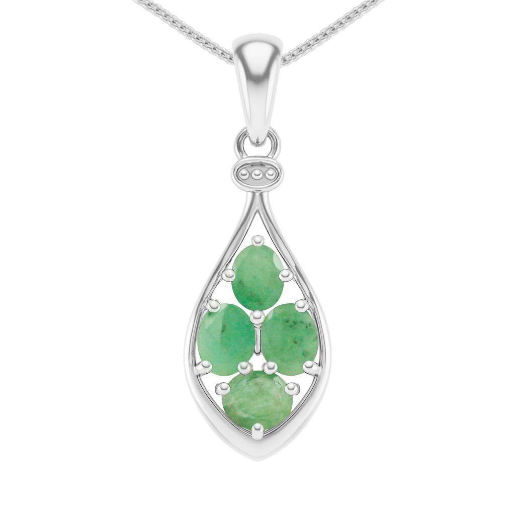 Emerald Oval Pendant with Prong Setting