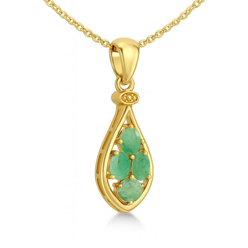 Emerald Oval Pendant with Prong Setting