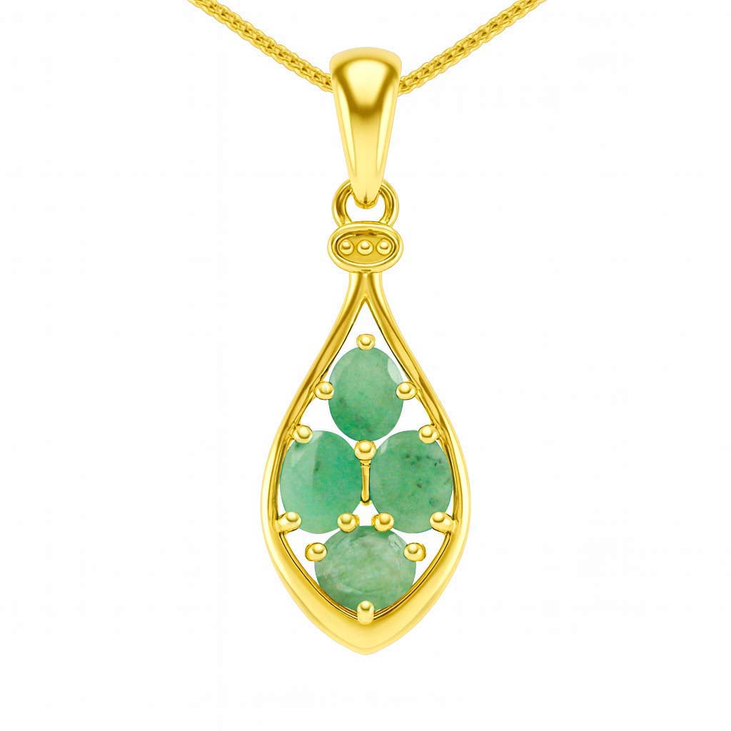 Emerald Oval Pendant with Prong Setting