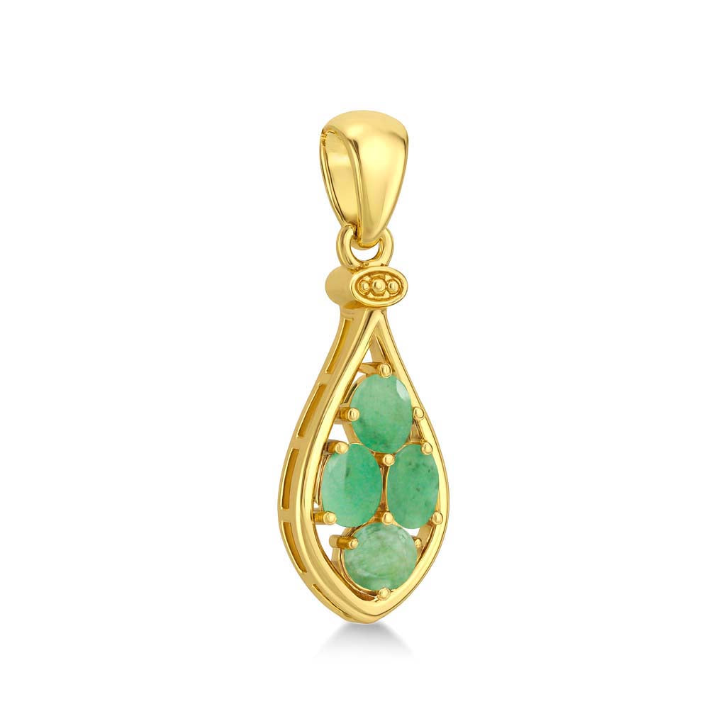 Emerald Oval Pendant with Prong Setting