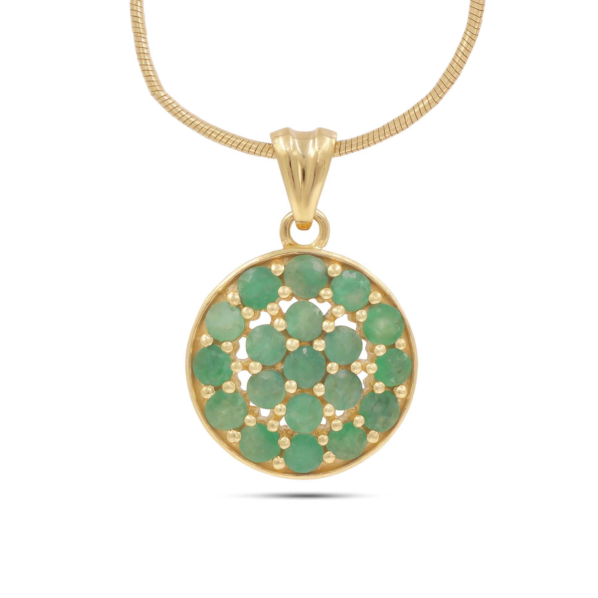 Emerald Round Pendant with Prong Setting