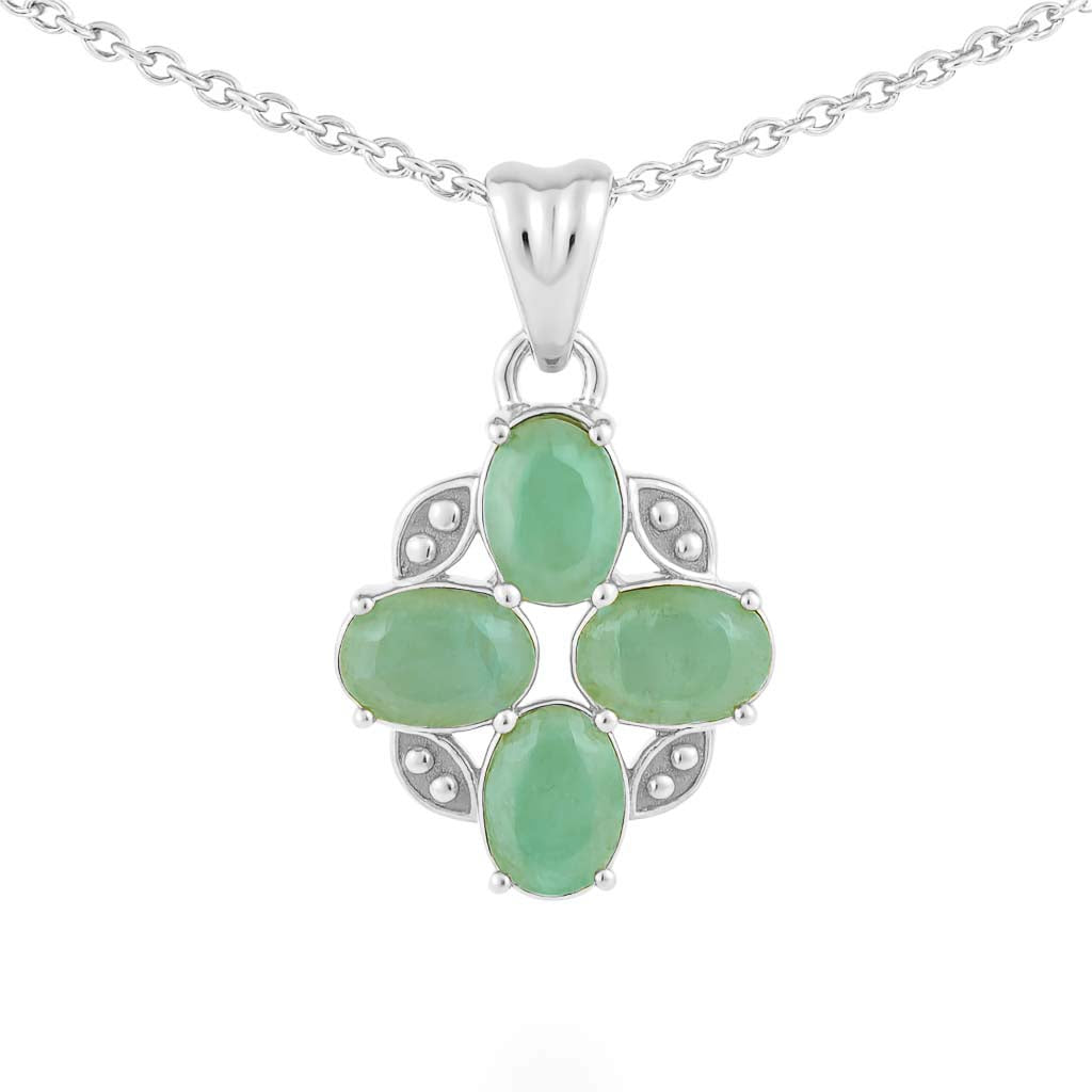 Emerald Oval Pendant with Prong Setting