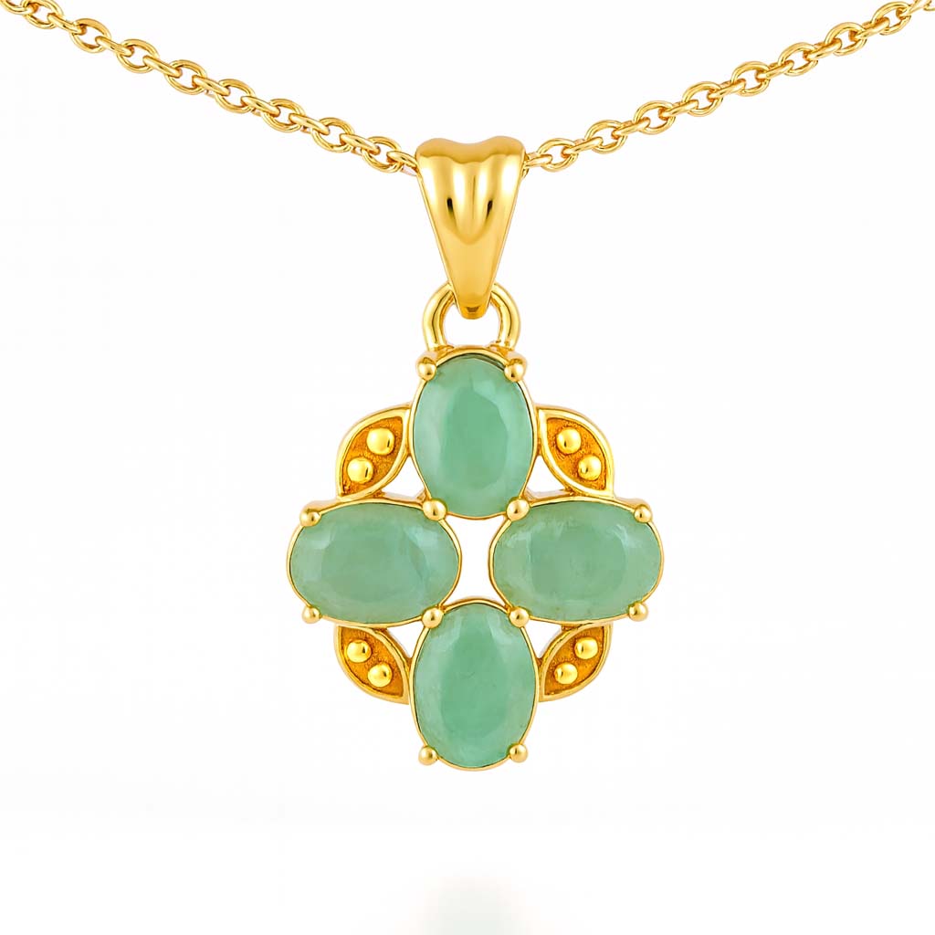Emerald Oval Pendant with Prong Setting
