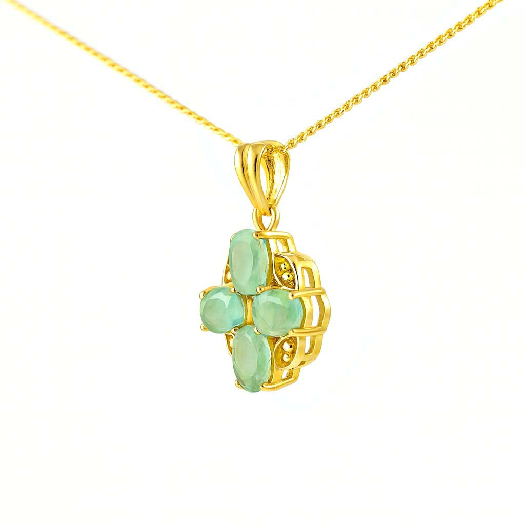 Emerald Oval Pendant with Prong Setting