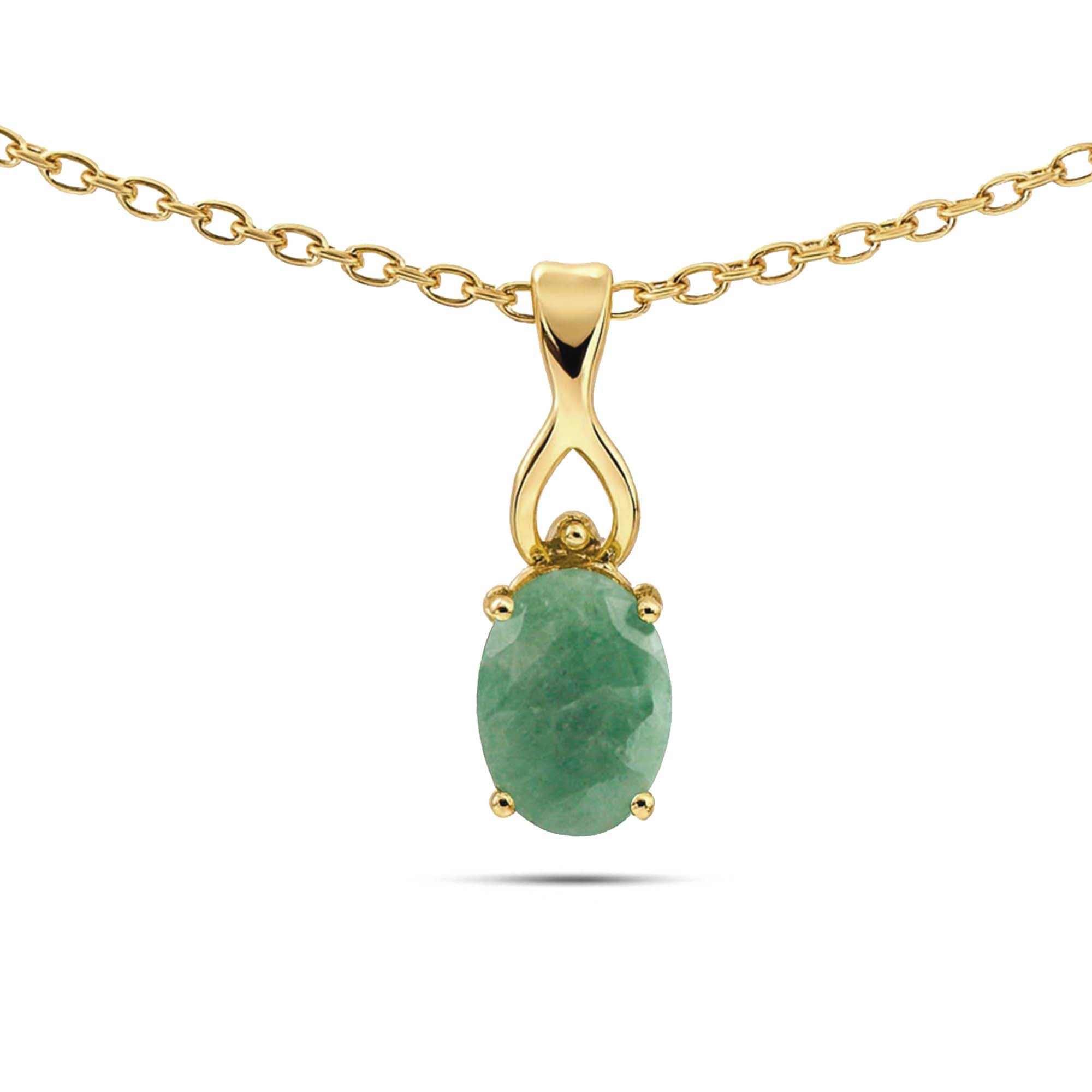 Emerald Oval Pendant with Prong Setting