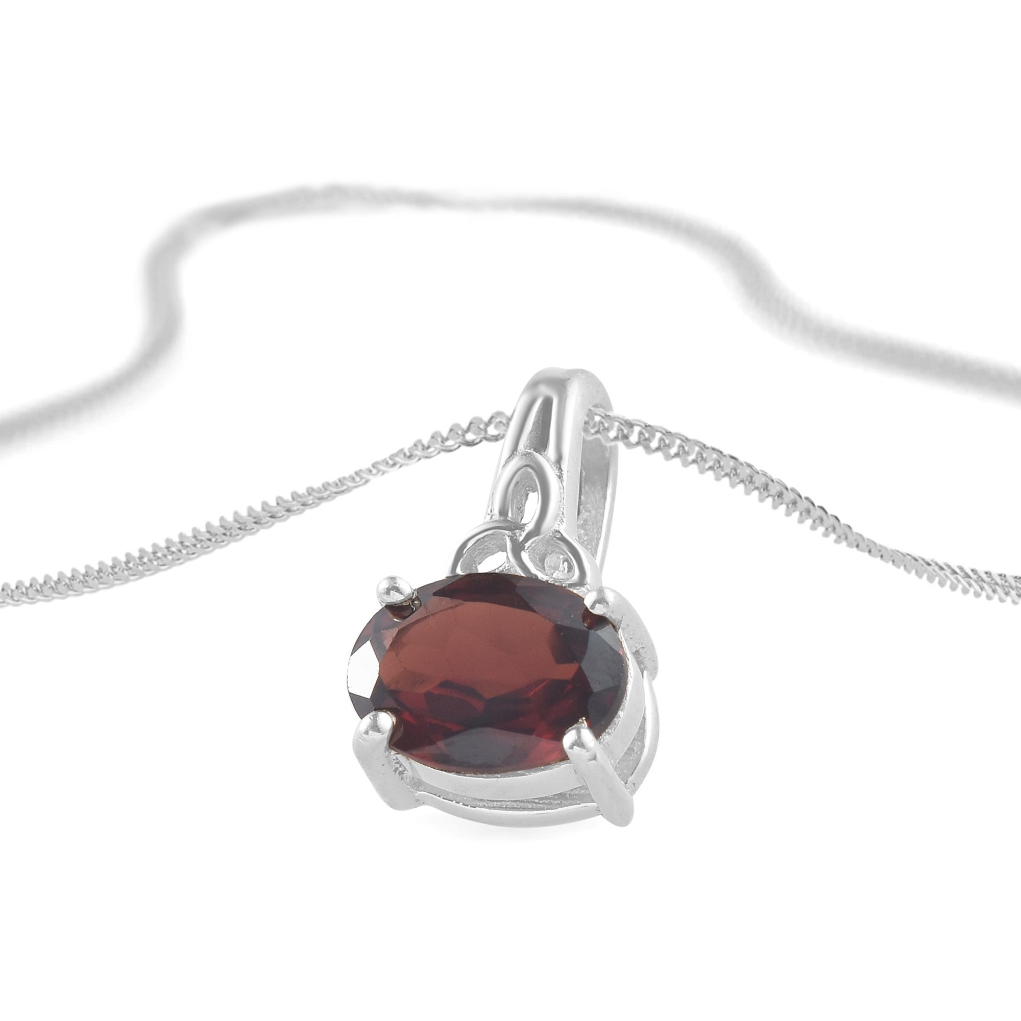 Garnet Pendant Oval with Prong Setting