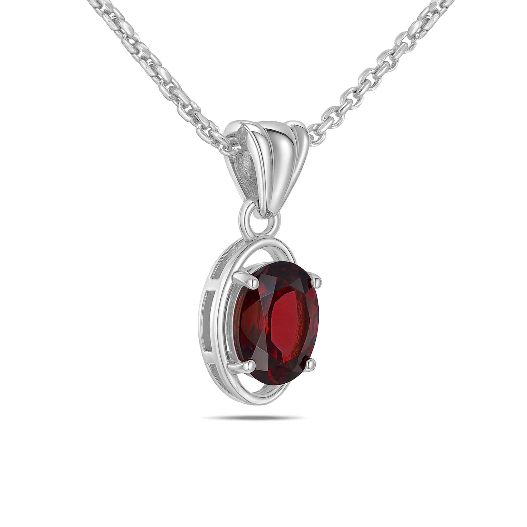 Garnet Pendant Oval with Prong Setting
