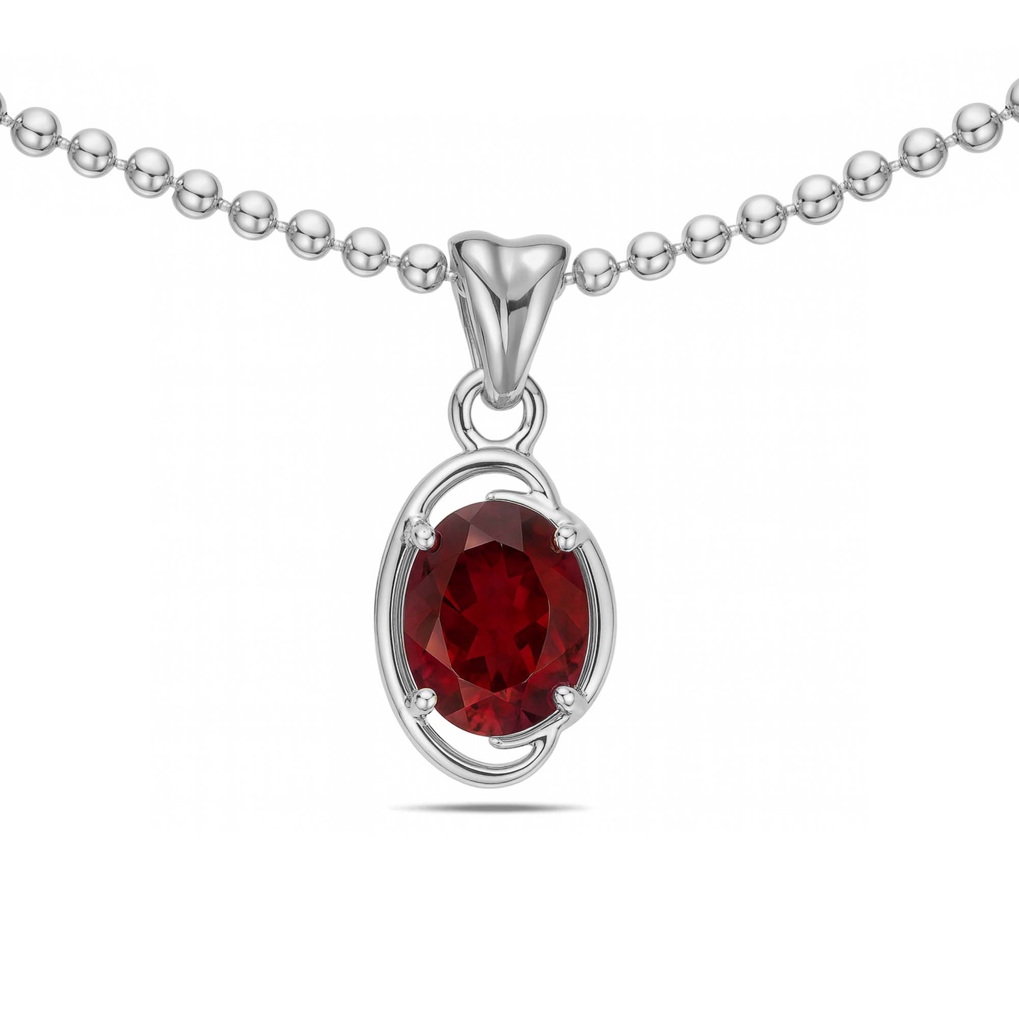 Garnet Pendant Oval with Prong Setting