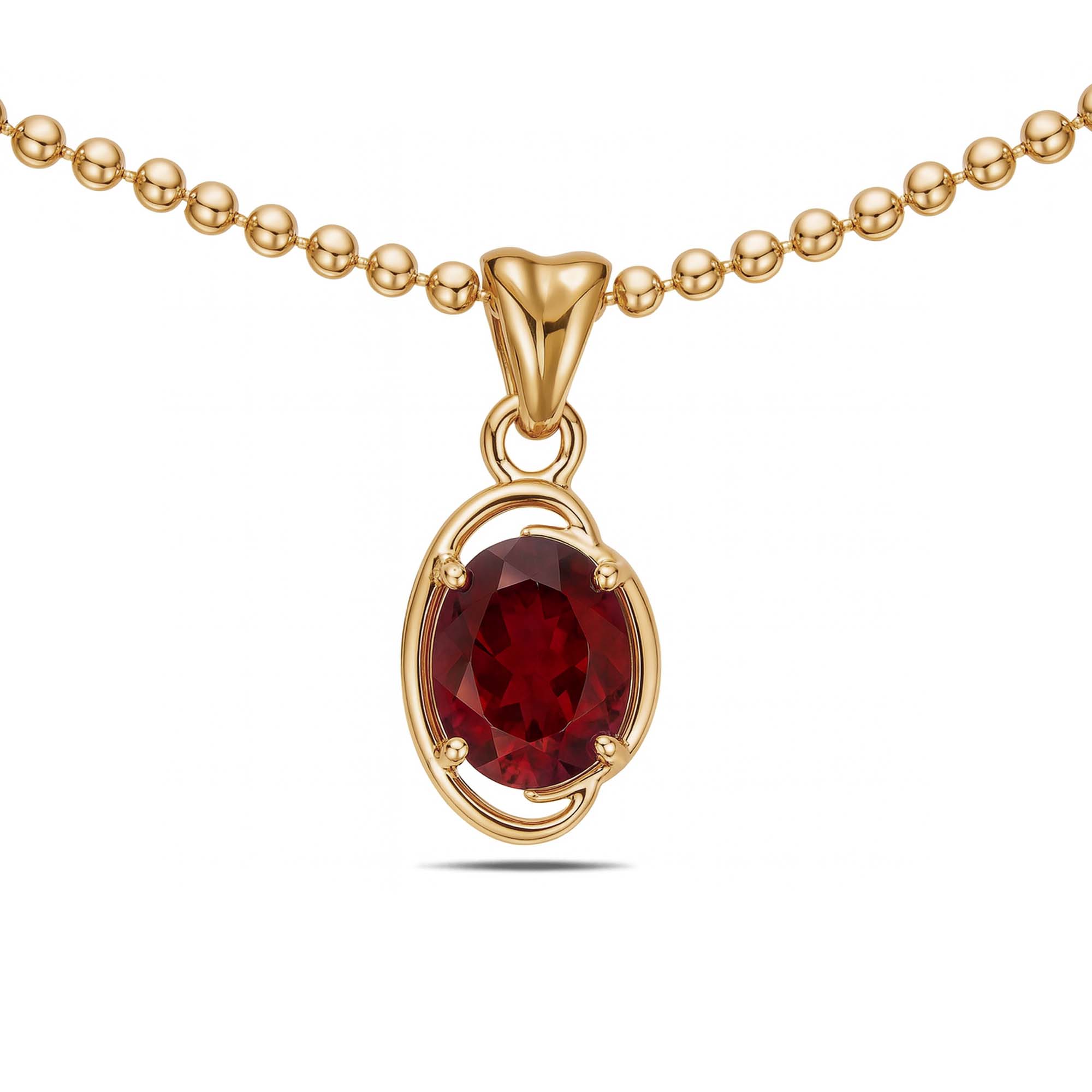 Garnet Pendant Oval with Prong Setting