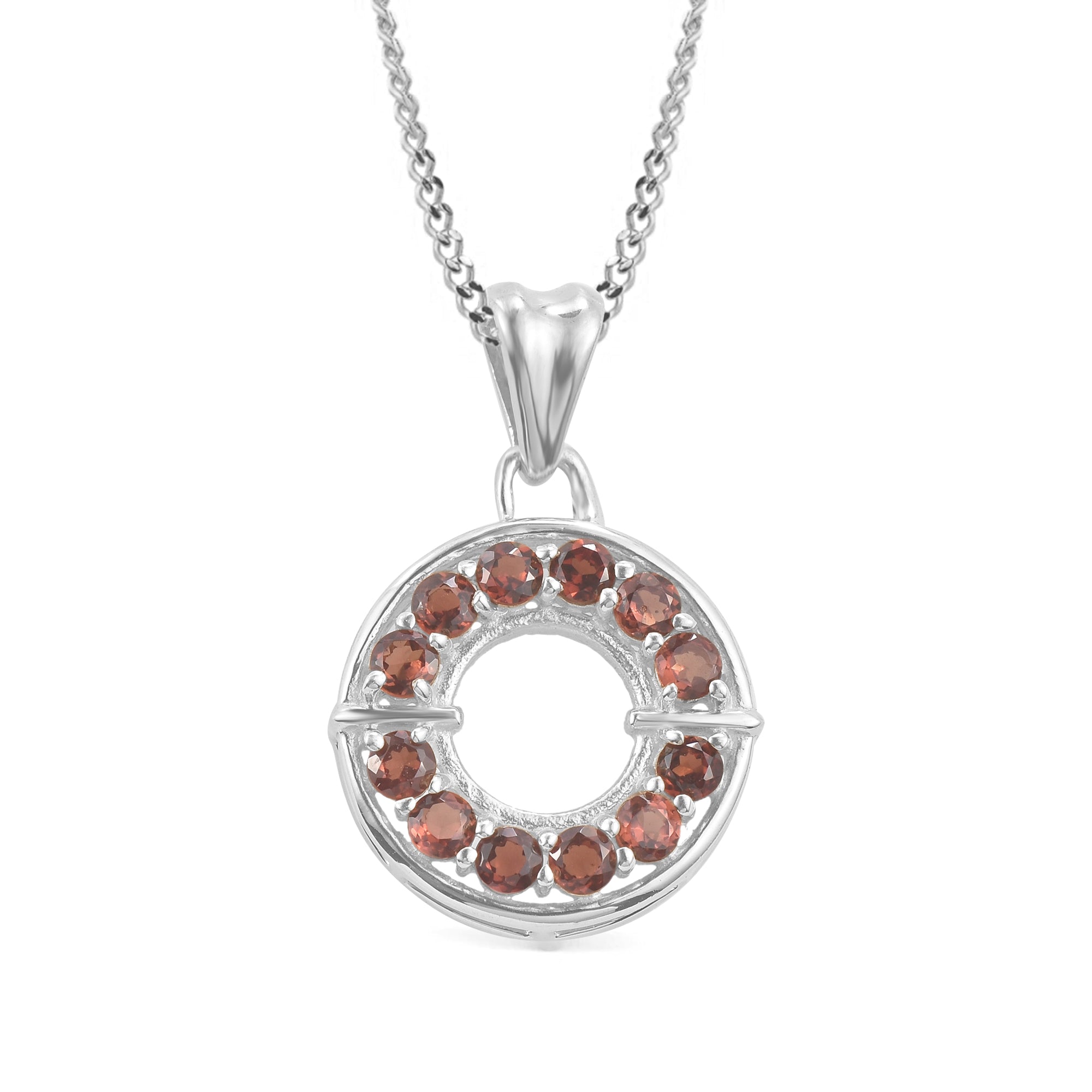 Garnet Round Pendant with Prong Setting