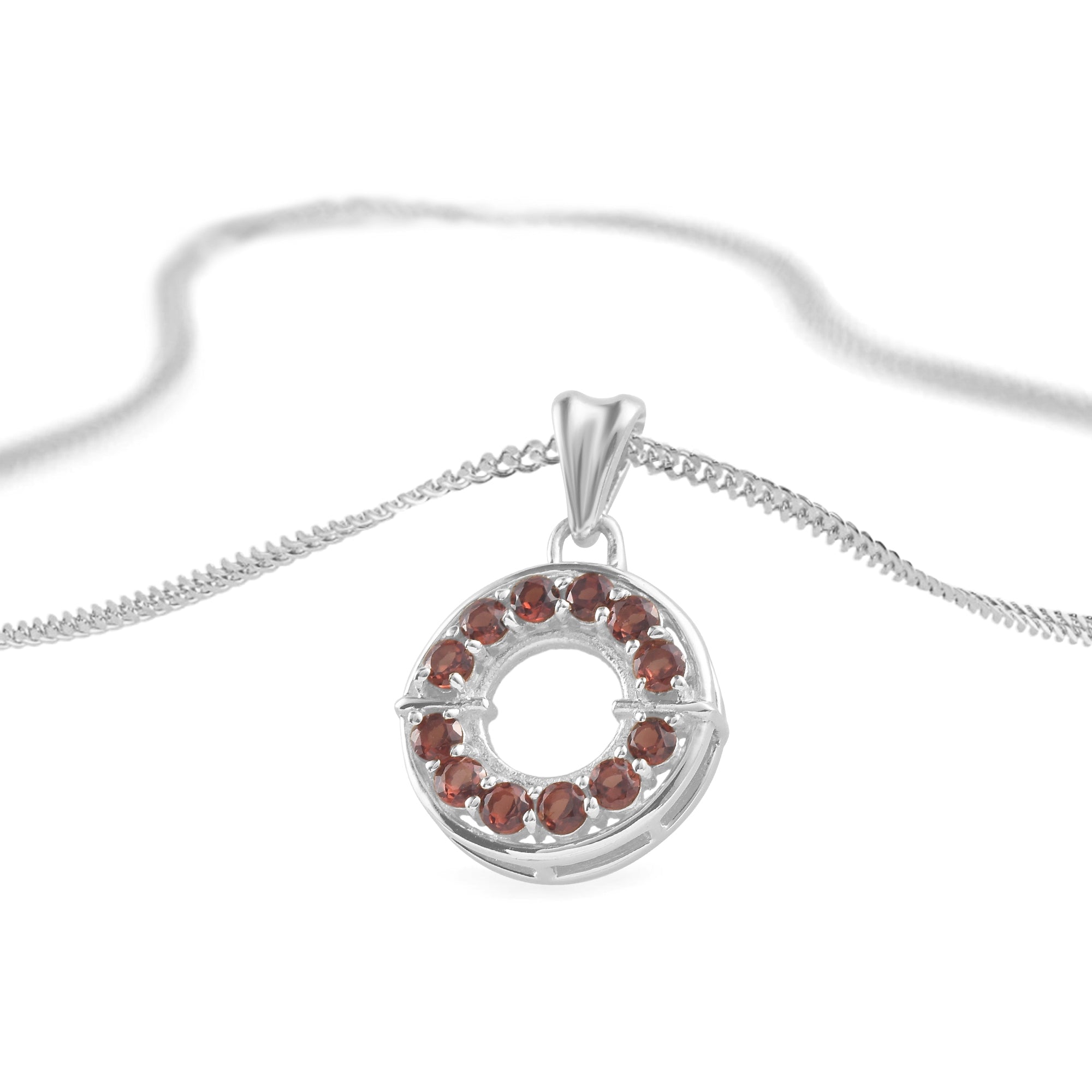 Garnet Round Pendant with Prong Setting