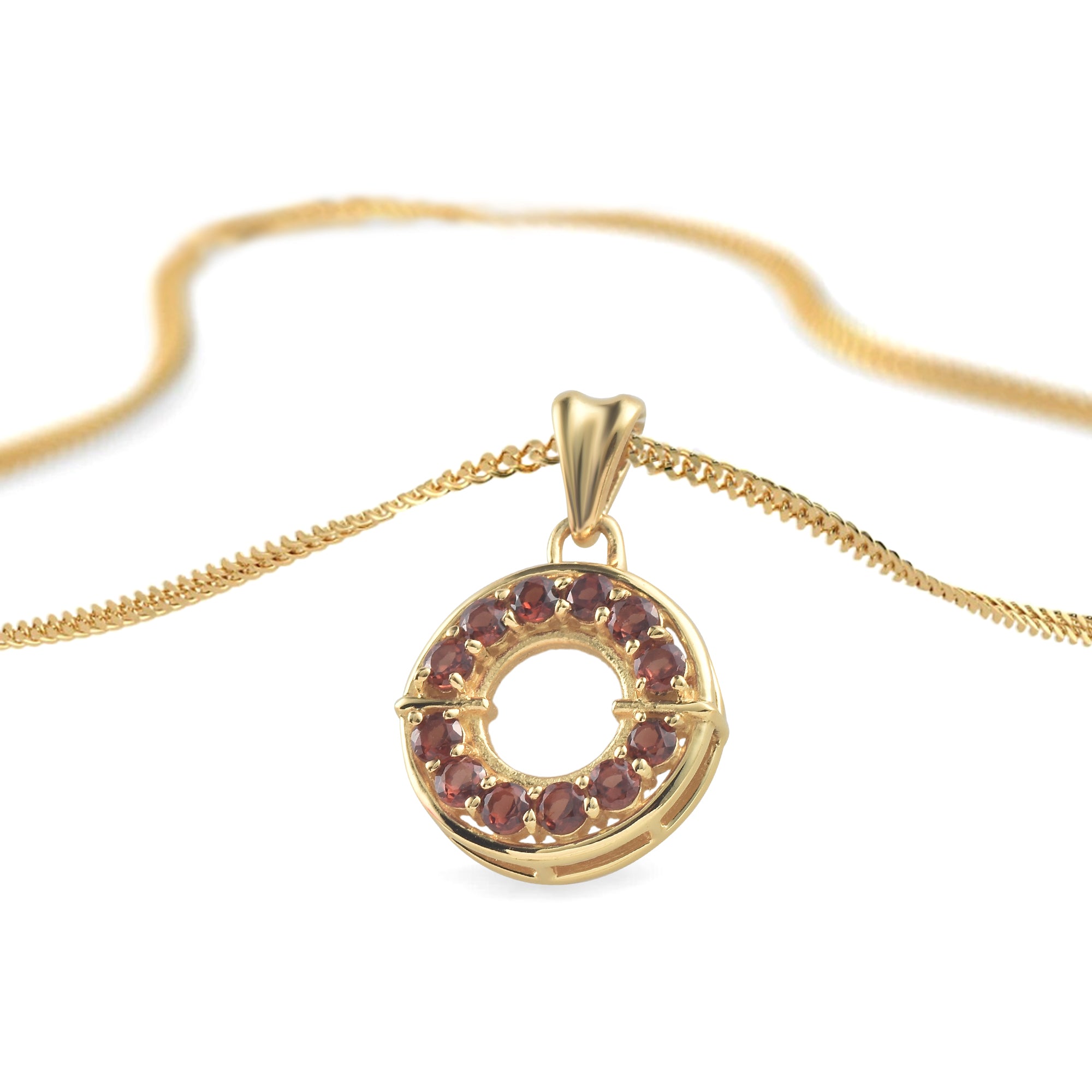 Garnet Round Pendant with Prong Setting